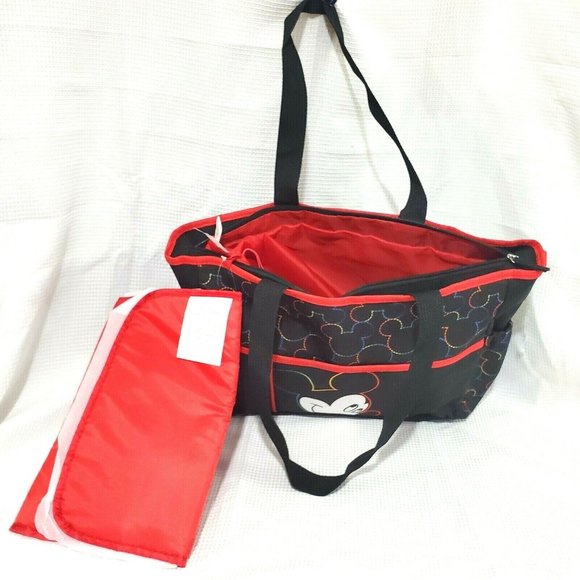 Disney Mickey Mouse 2013 Diaper Bag black red 4 pocket shopping bag - Picture 5 of 11
